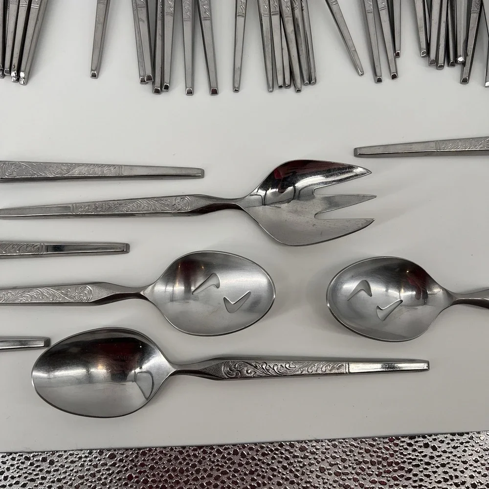 63 Piece WINTHROP W.M. Dalton Stainless Japan Flatware Including Serving Pieces